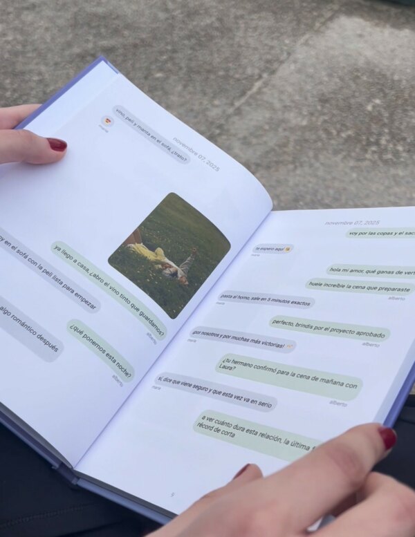 Customer showing her message book