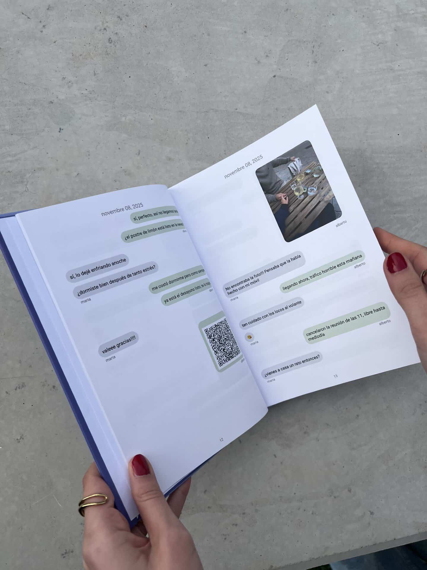 print a WhatsApp conversation as a book with photos and QR codes